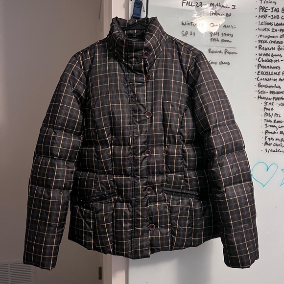 Tommy Hilfiger Down Puffer Jacket Plaid Zip Coat Women's - Picture 10 of 10